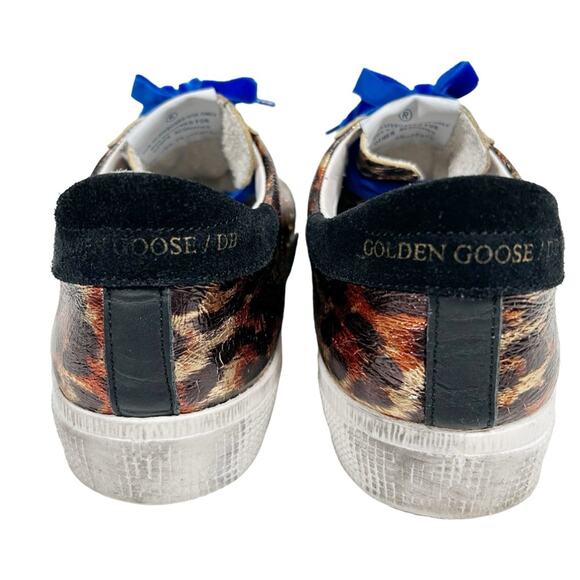 GOLDEN GOOSE May Sneaker in Leopard Laminated & Bluette Velvet Laces EU 39 - Picture 6 of 12